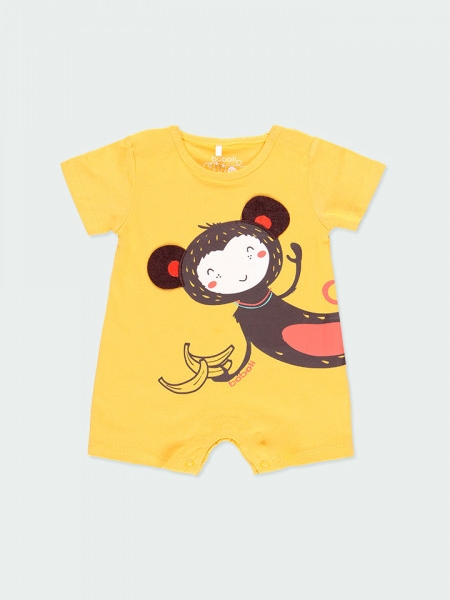 Βρεφικό Κοντομάνικο Unisex Φορμάκι Boboli 124063-1164 Κίτρινο
