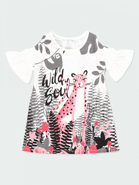 Παιδικό Κοντομάνικο Φόρεμα Boboli 404109-8119 Λευκό